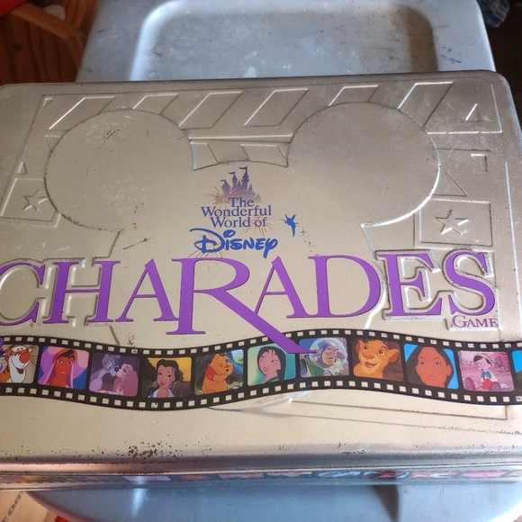 Vintage 90s Disney Charades Game With Metal Tin Missing a pair of boots - Picture 1 of 6